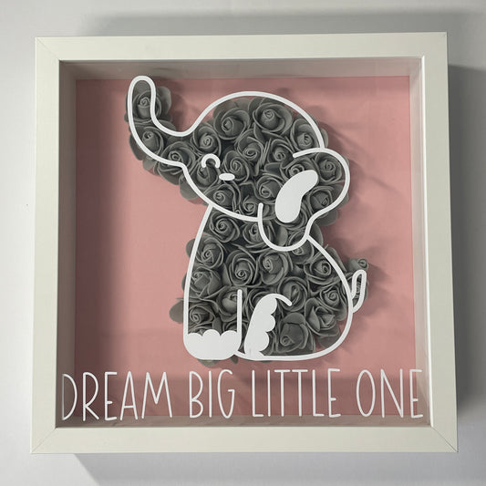 Kleiner Elefant "Dream big little one" (grau/pink)